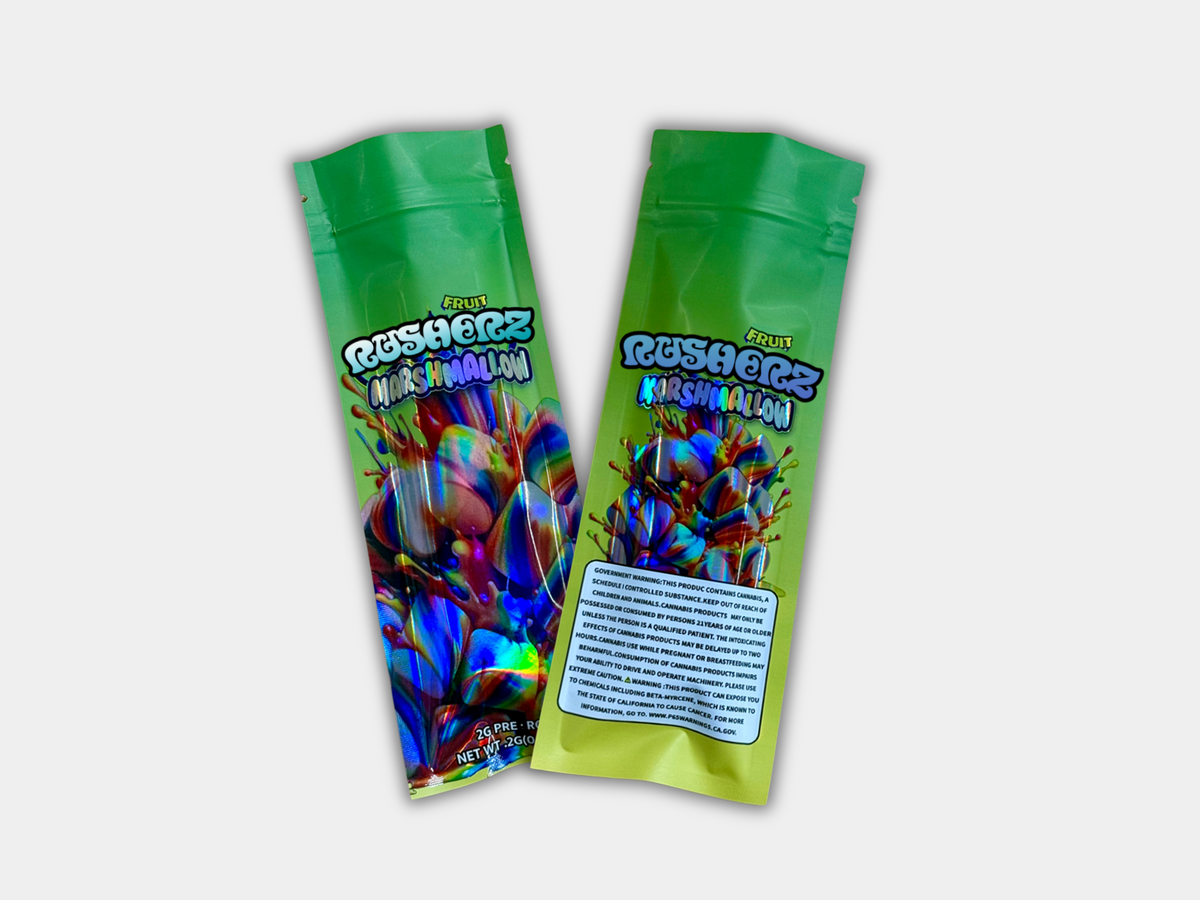 Fruit Rushers Marshmallow 2 Grams Holographic Empty Pre Roll Packaging