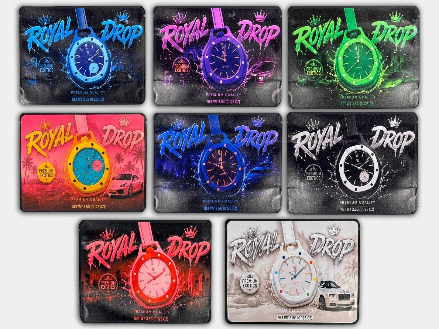 Royal Drop 3.5G Horizontal Mylar Bag Collection