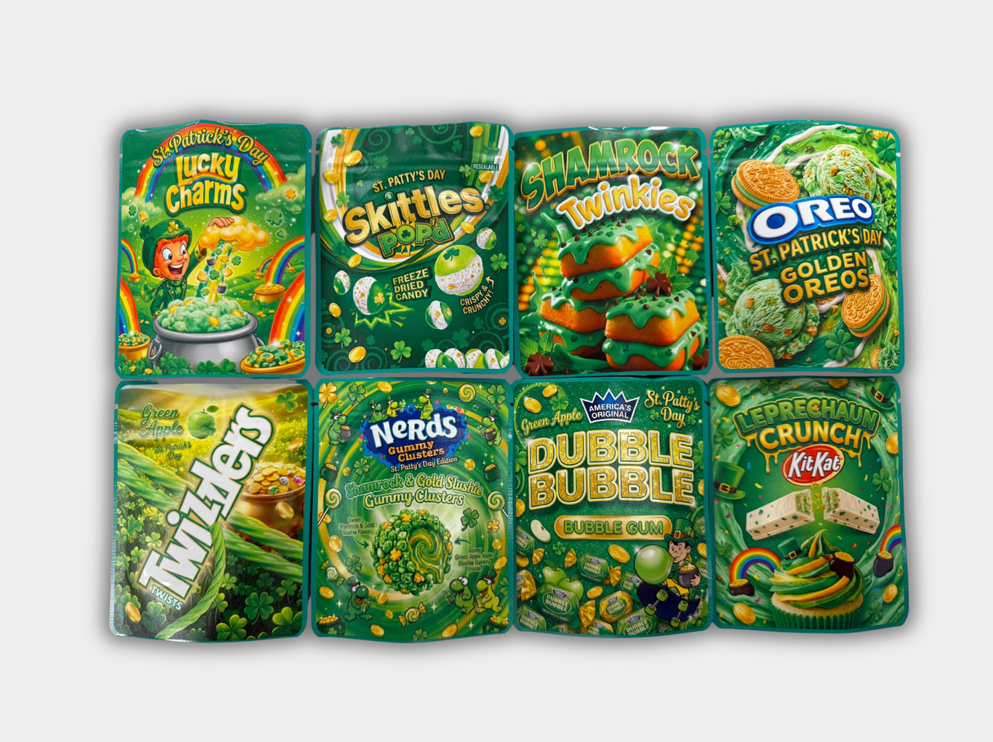 St. Patrick’s Day Candy Collection – 8 Design Mylar Set (3.5g)