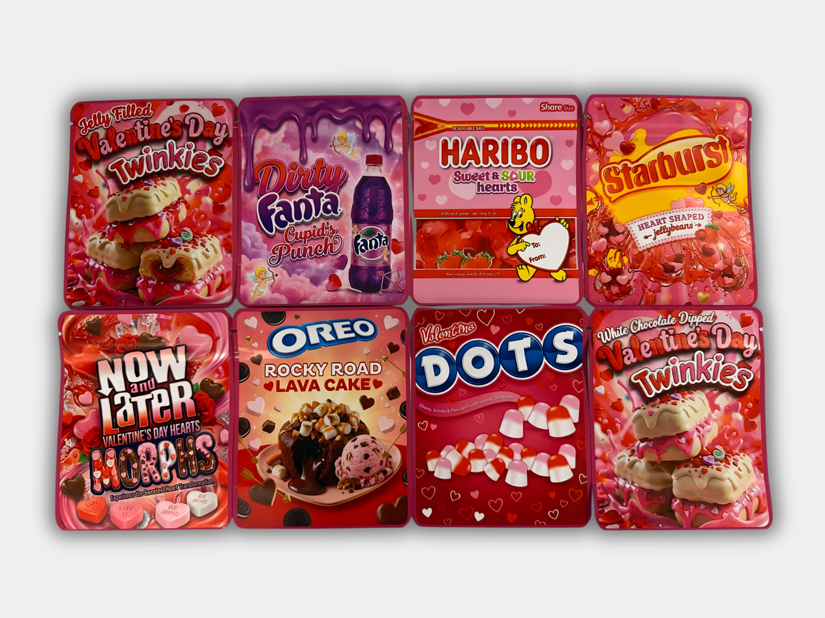 Valentine’s Day Candy Collection – 8 Design Mylar Set (3.5g)
