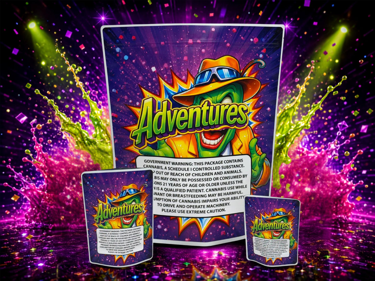 Adventures The Mask CUSTOM STICKER Combo Pack Mylar Bag Set – 32 (3.5g), 16 (1oz), 1 (1lb) 111