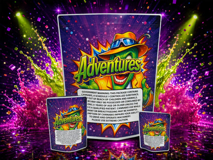 Adventures The Mask CUSTOM STICKER Combo Pack Mylar Bag Set – 32 (3.5g), 16 (1oz), 1 (1lb) 111