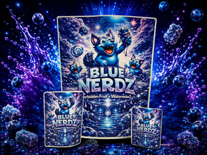 Blue Nerdz CUSTOM STICKER Combo Pack Mylar Bag Set – 32 (3.5g), 16 (1oz), 1 (1lb)111