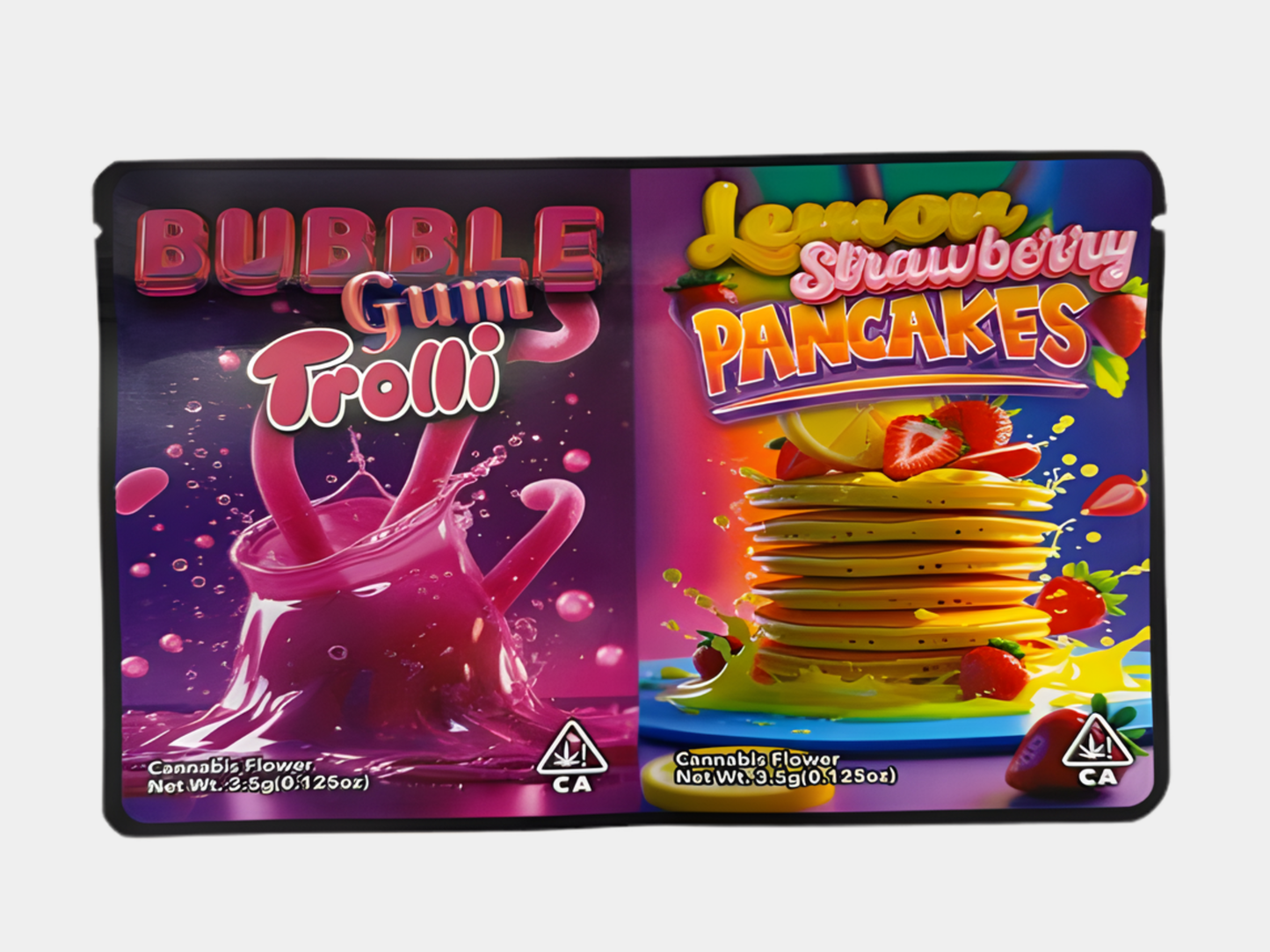 Bubble Gum Trolli x Lemon Strawberry Pancakes Dual Design (7g) Mylar Bag