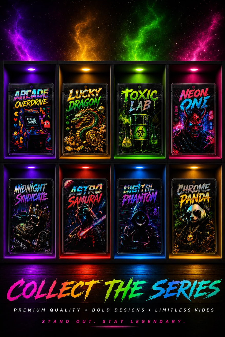 Holographic 8 Design Custom Mylar Bag Set