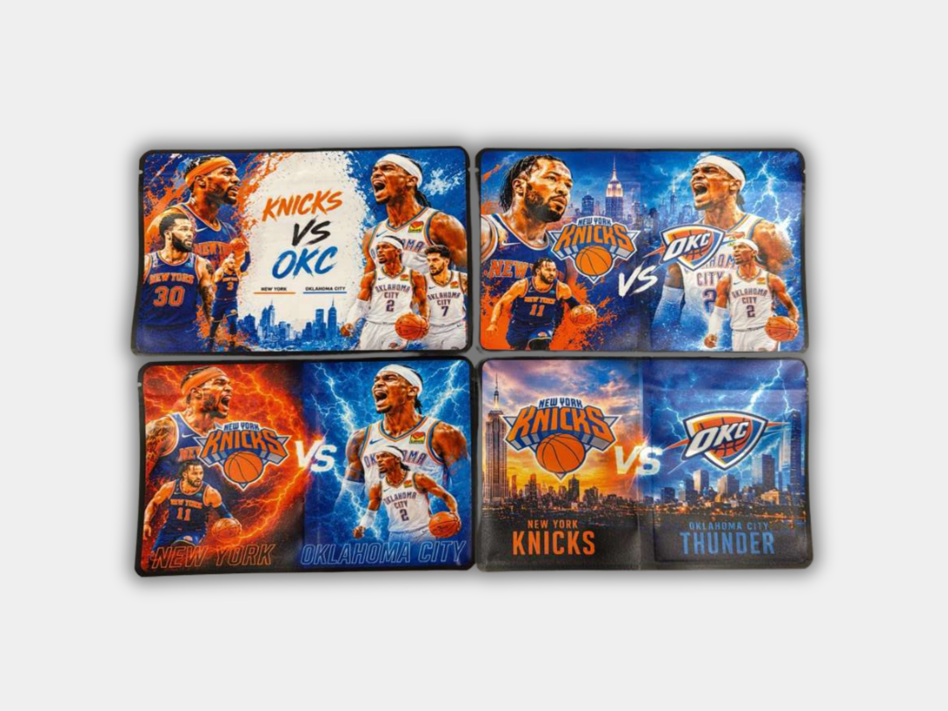 Knicks Vs OKC – 4 Designs Mylar Set (Duel Bag 7g Bag)