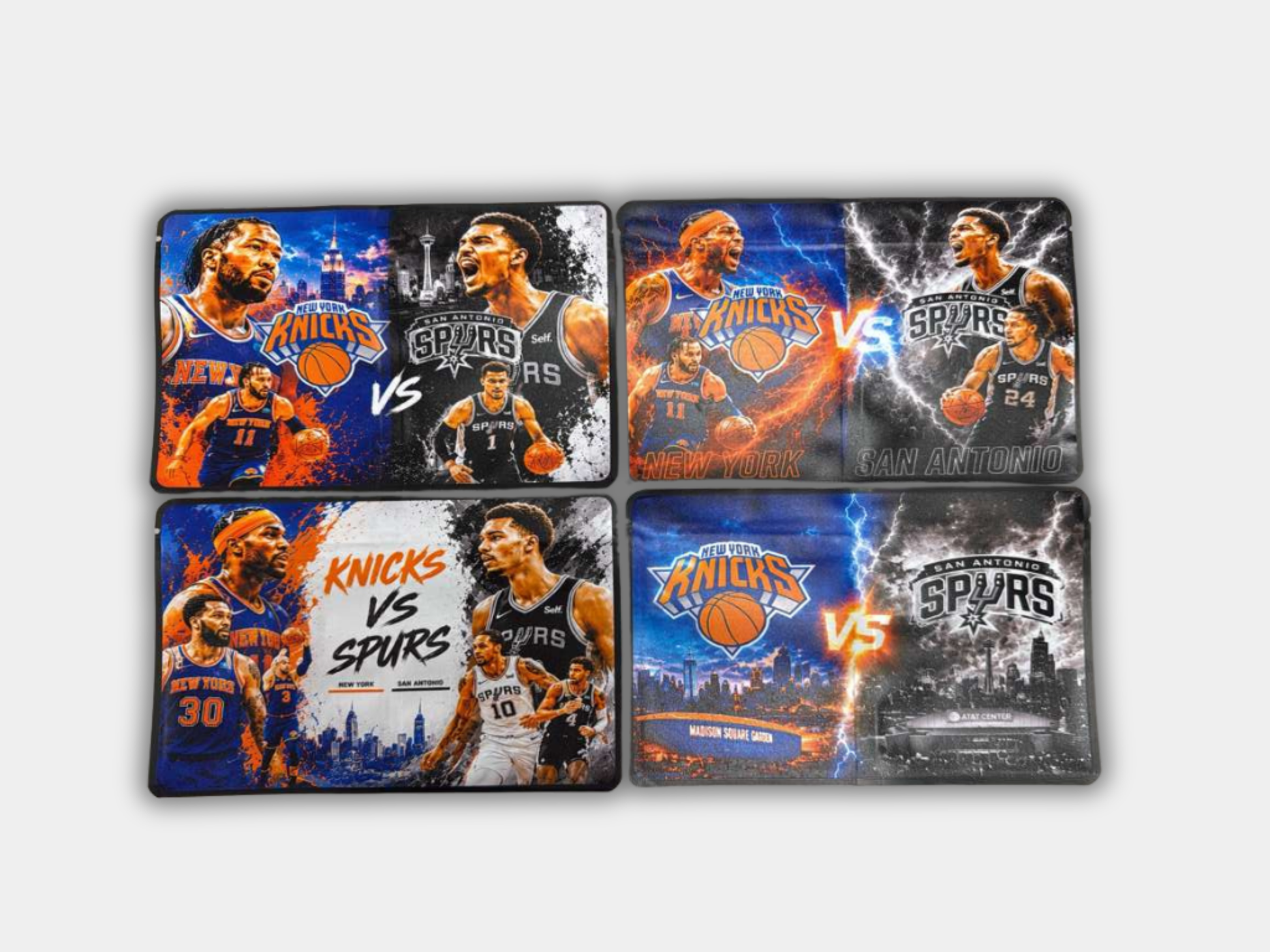 Knicks Vs Spurs – 4 Designs Mylar Set (Duel Bag 7g Bag)