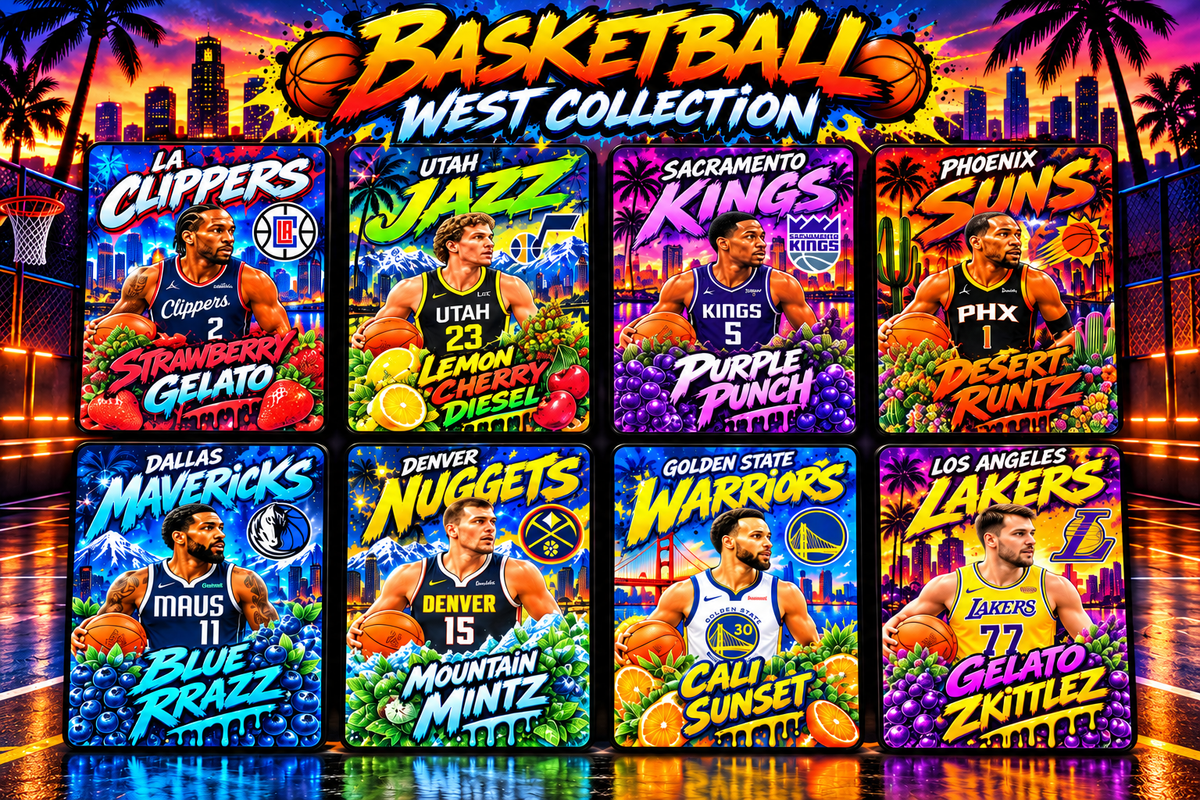 NBA West/East Coast Collection 2026/2027 – 8 Custom Design Sticker Mylar Set (3.5g)