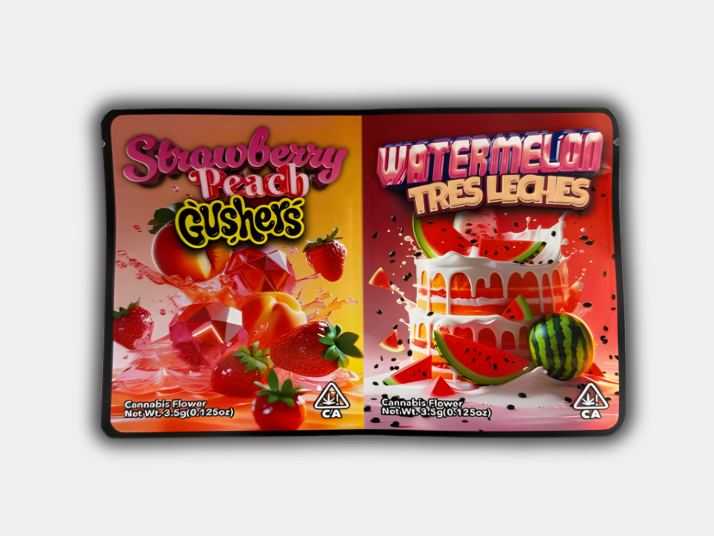 Strawberry Peach Gushers x Watermelon Tres Leches Dual Design (7g) Mylar Bag
