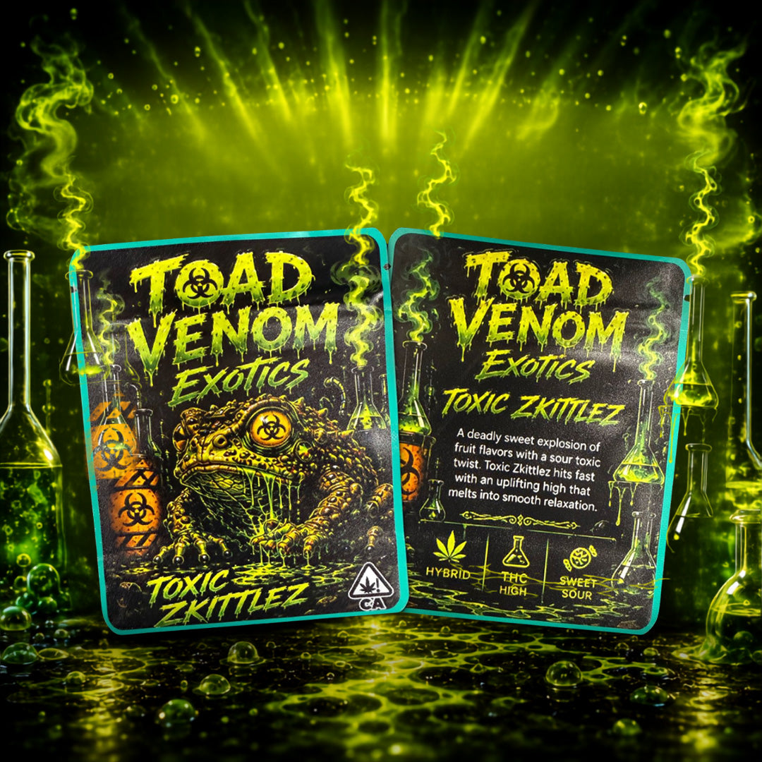 Toad Toxic Zkittlez Custom 3.5G Sticker Mylar Bag